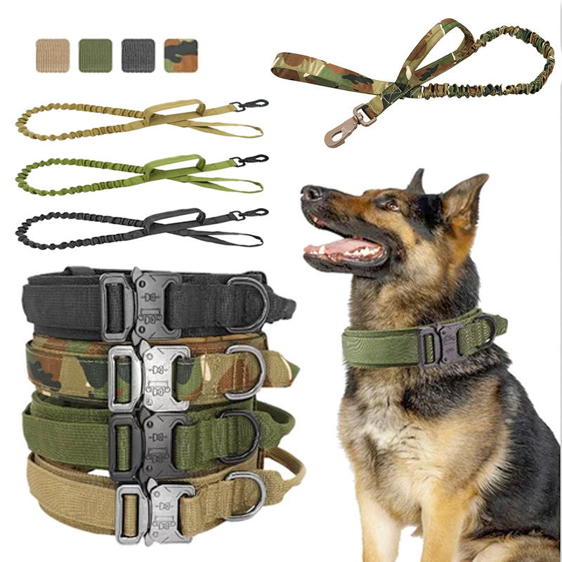Taktiskt Hundhalsband & Koppel – Justerbart Militär-Nylon