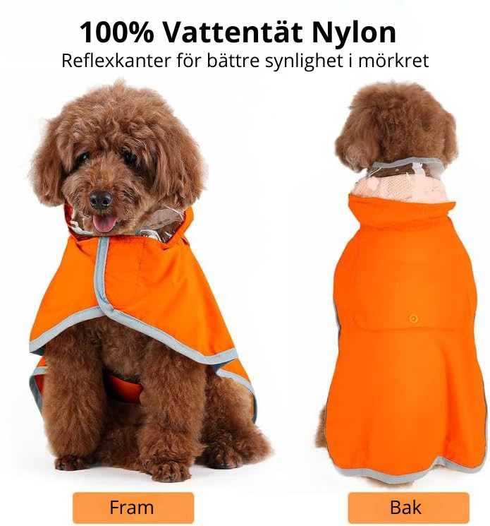Vattentät Hundregnjacka med Reflex