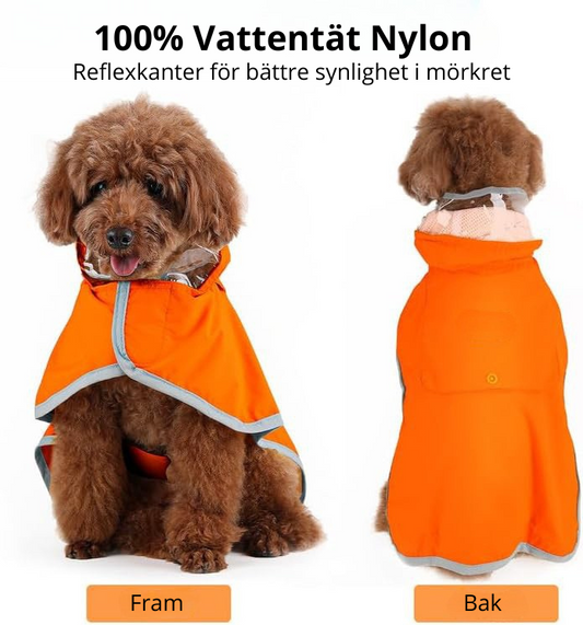 Vattentät Hundregnjacka med Reflex