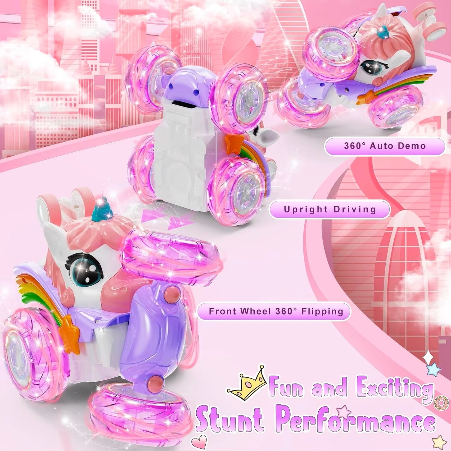 Radiostyrd Unicorn-bil med ljus & rörelse