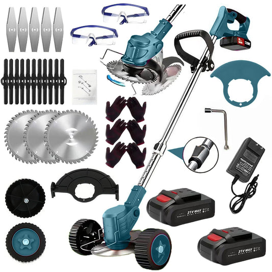 21V Elektrisk Grästrimmer med Hjul – Batteridriven & Sladdlös